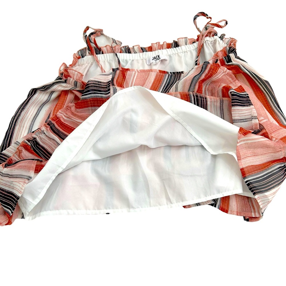 Jack By BB Dakota Multicolor Striped Walk The Line Ruffle Tank Top, Size Large - Picture 7 of 13